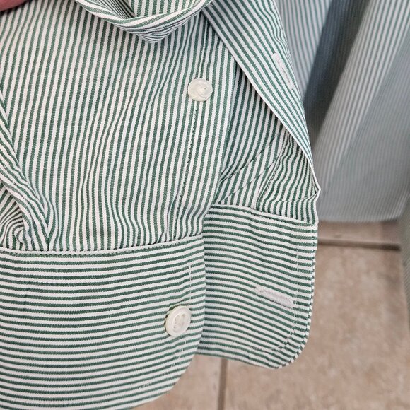 J Crew Men's Green Striped Dress Shirt, Sz 16.5 / 35 - Picture 4 of 10
